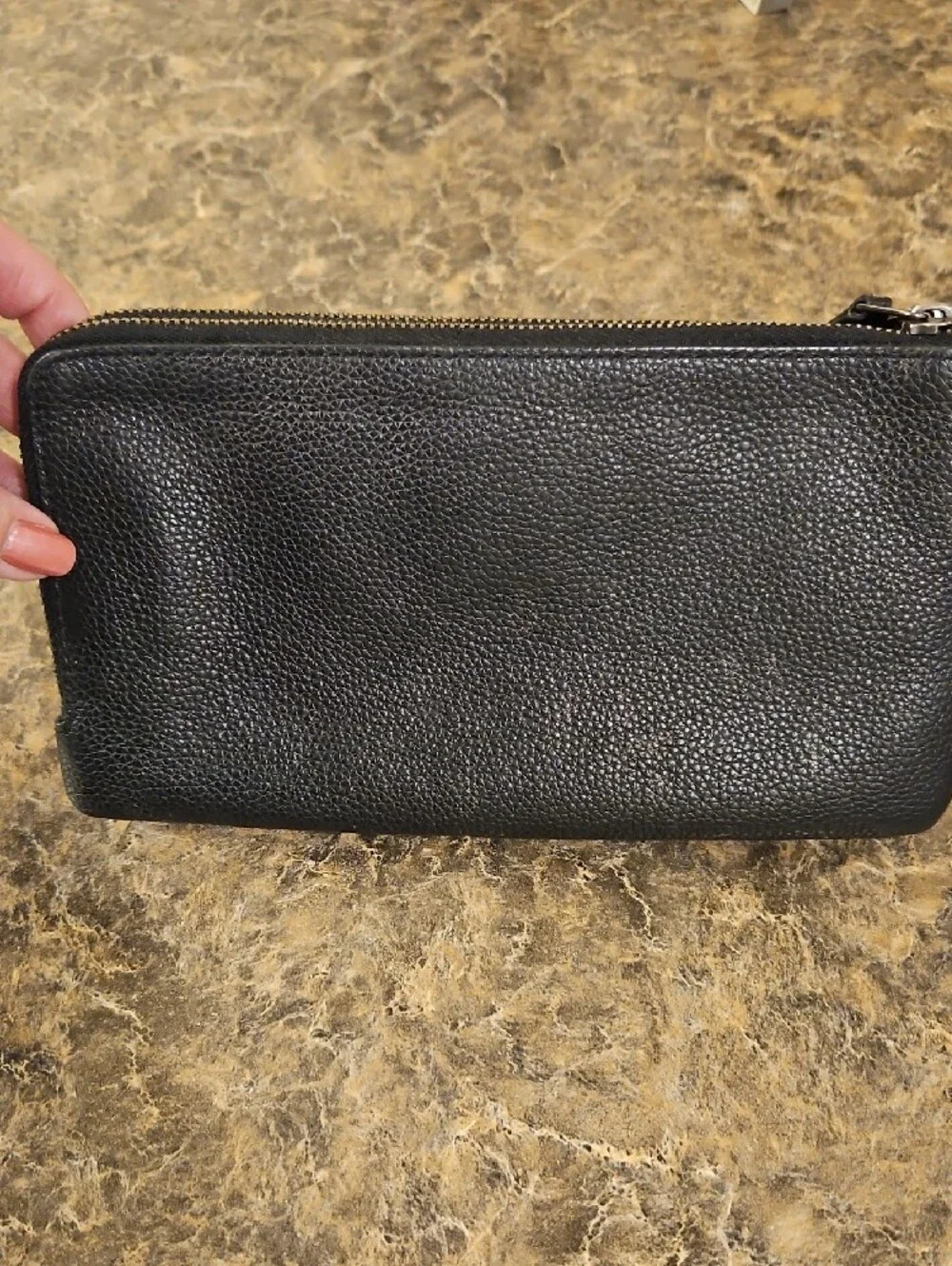 Coach Black Pebbled Leather Studded Wristlet Wallet